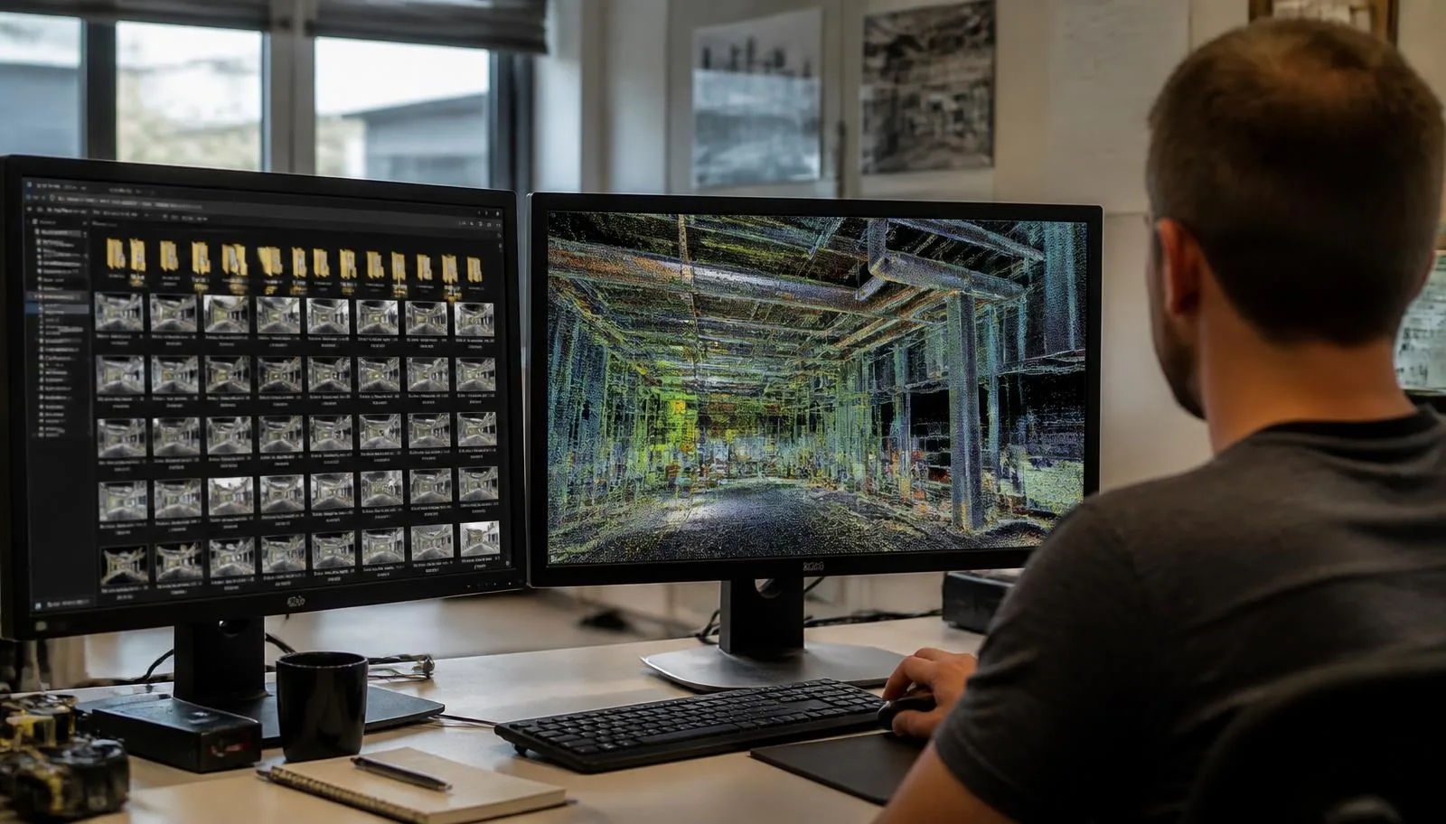 Gerente de BIM revisando una nube de puntos registrada y vinculada en Revit